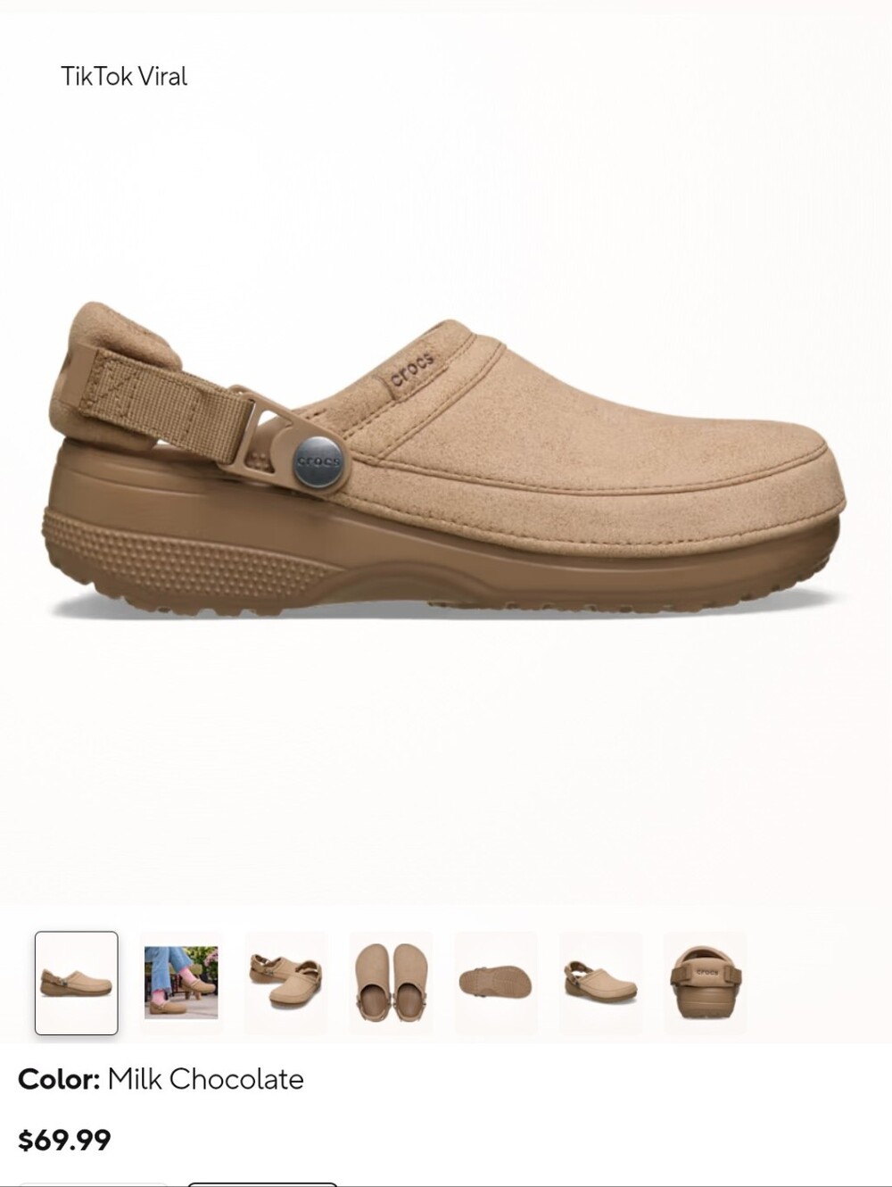 CROCS  Milk Chocolate Suede Clog Sandal NIP W6 M4